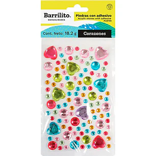 Barrilito – Piedras Plásticas Adhesivas Corazón y Círculo