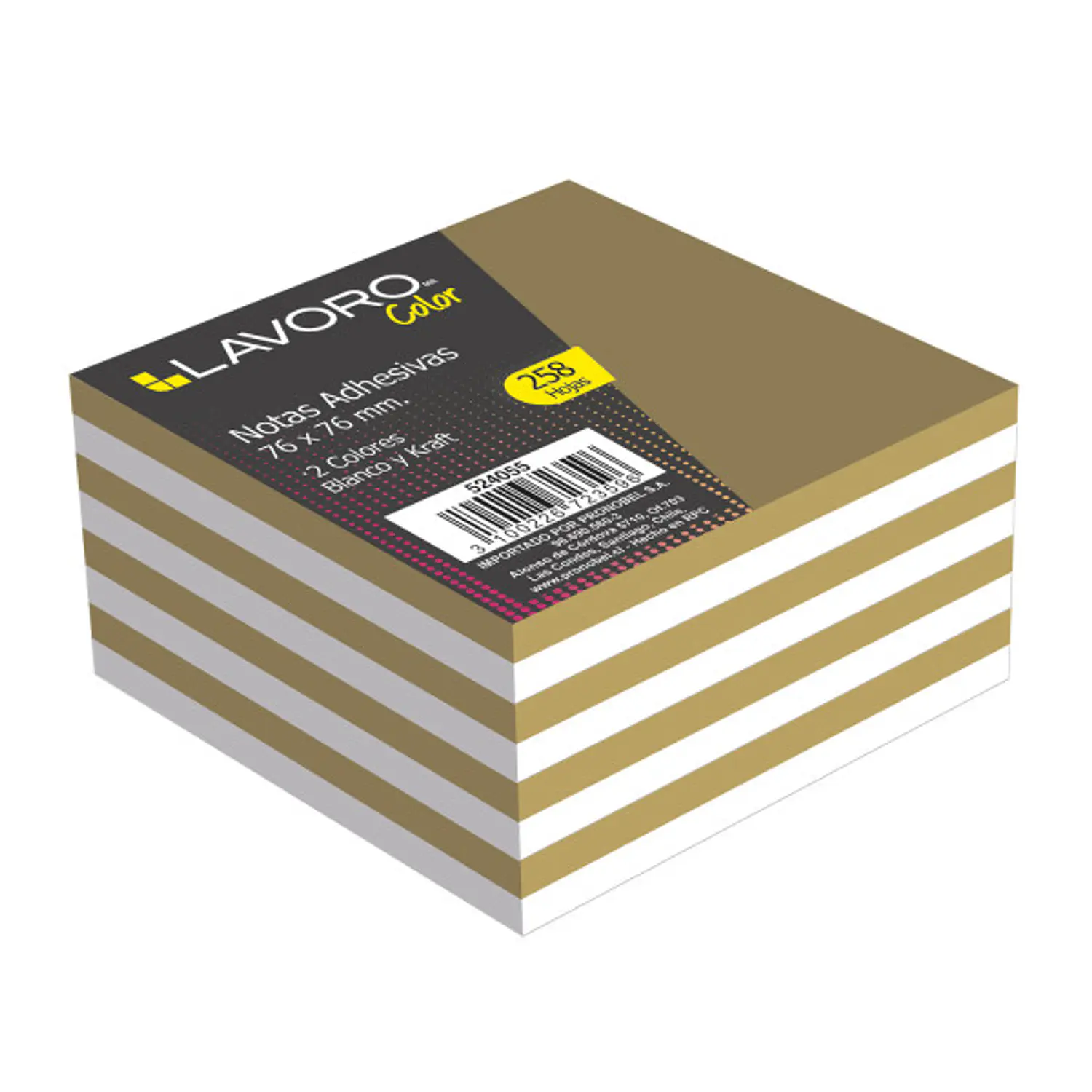 Lavoro - Nota Adhesiva 76x76 mm 258 Hojas Blanco y Kraft