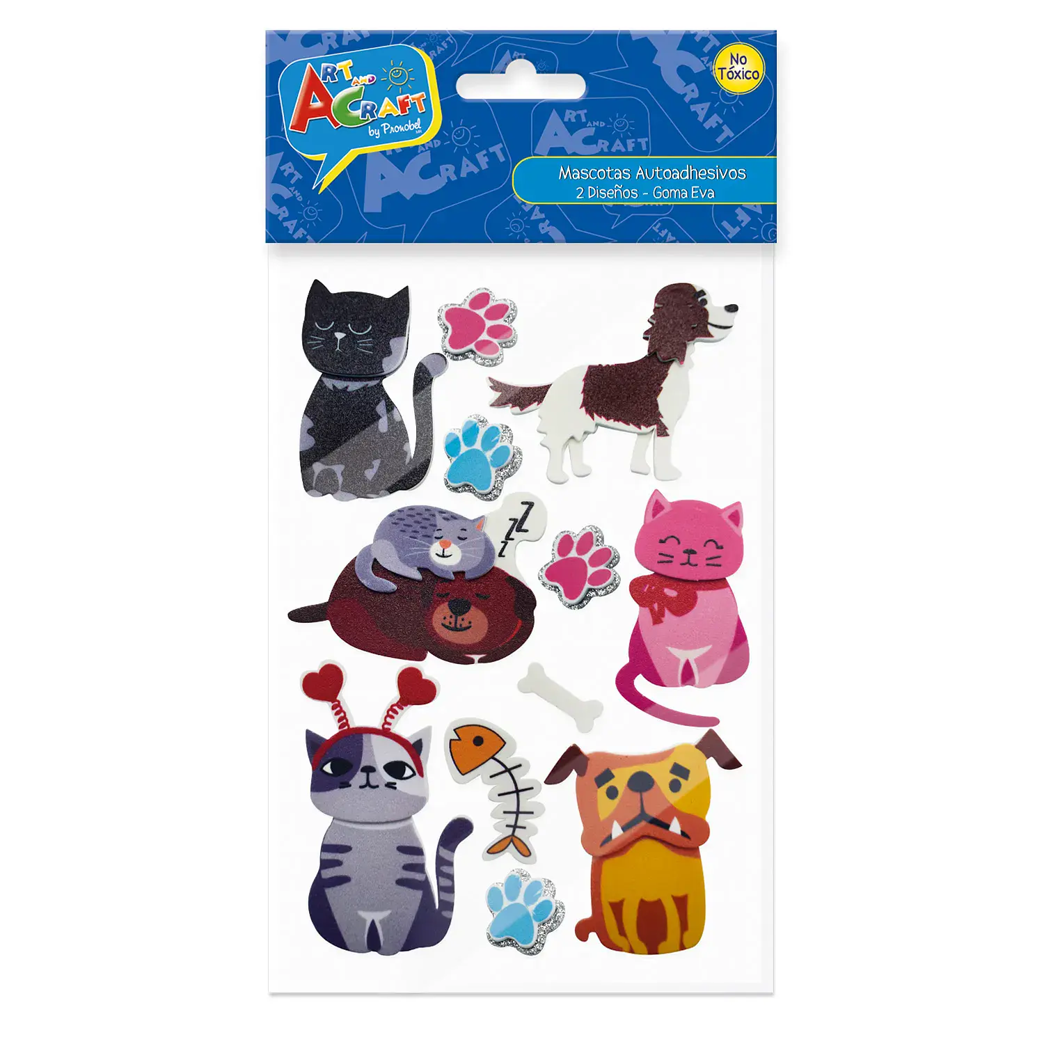 Art & Craft – Figuras Perro y Gato Goma Eva Glitter 12 Piezas
