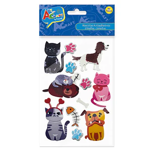 Art & Craft – Figuras Perro y Gato Goma Eva Glitter 12 Piezas