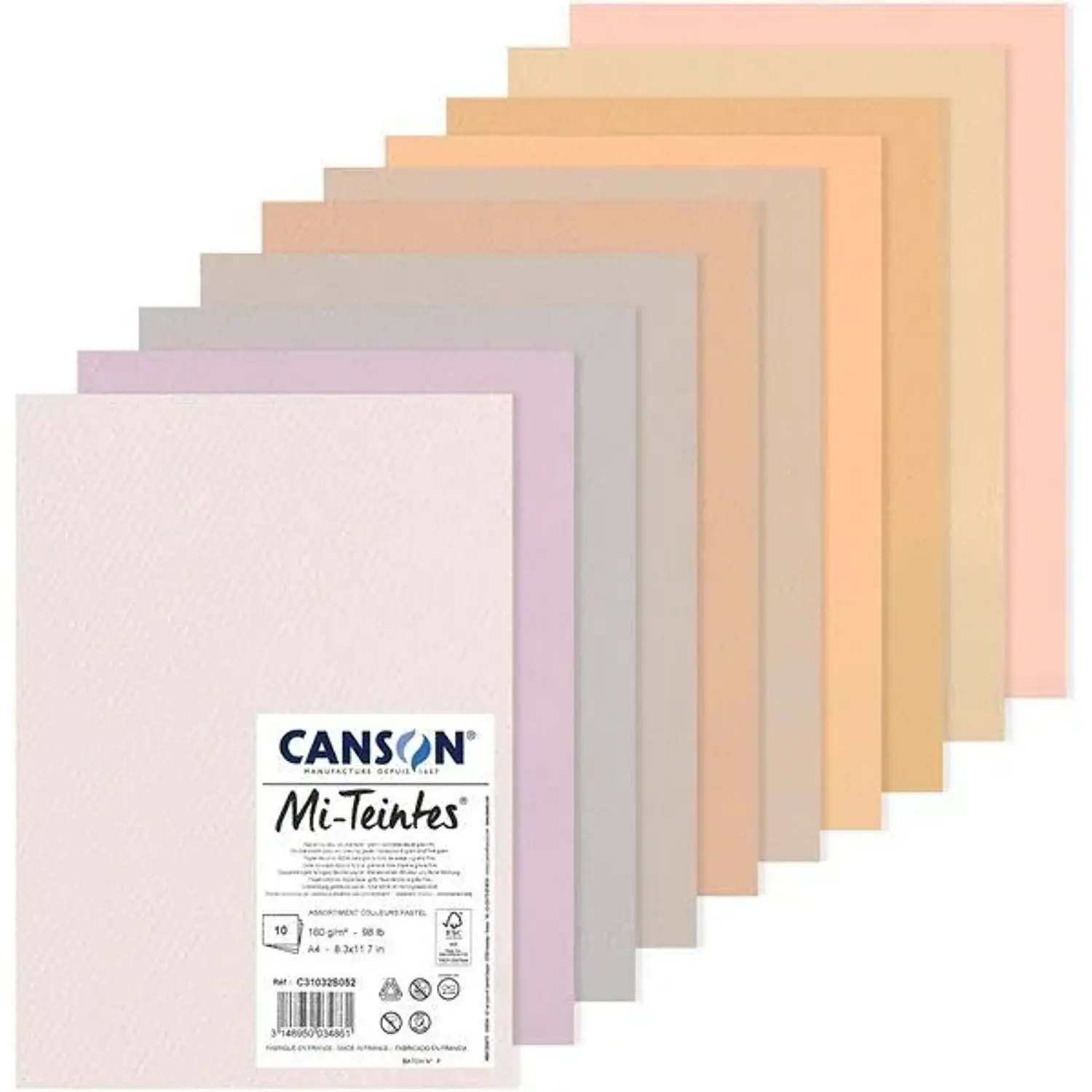 Canson – Mi-Teintes Pack 10 Hojas A4 160g Colores Pasteles