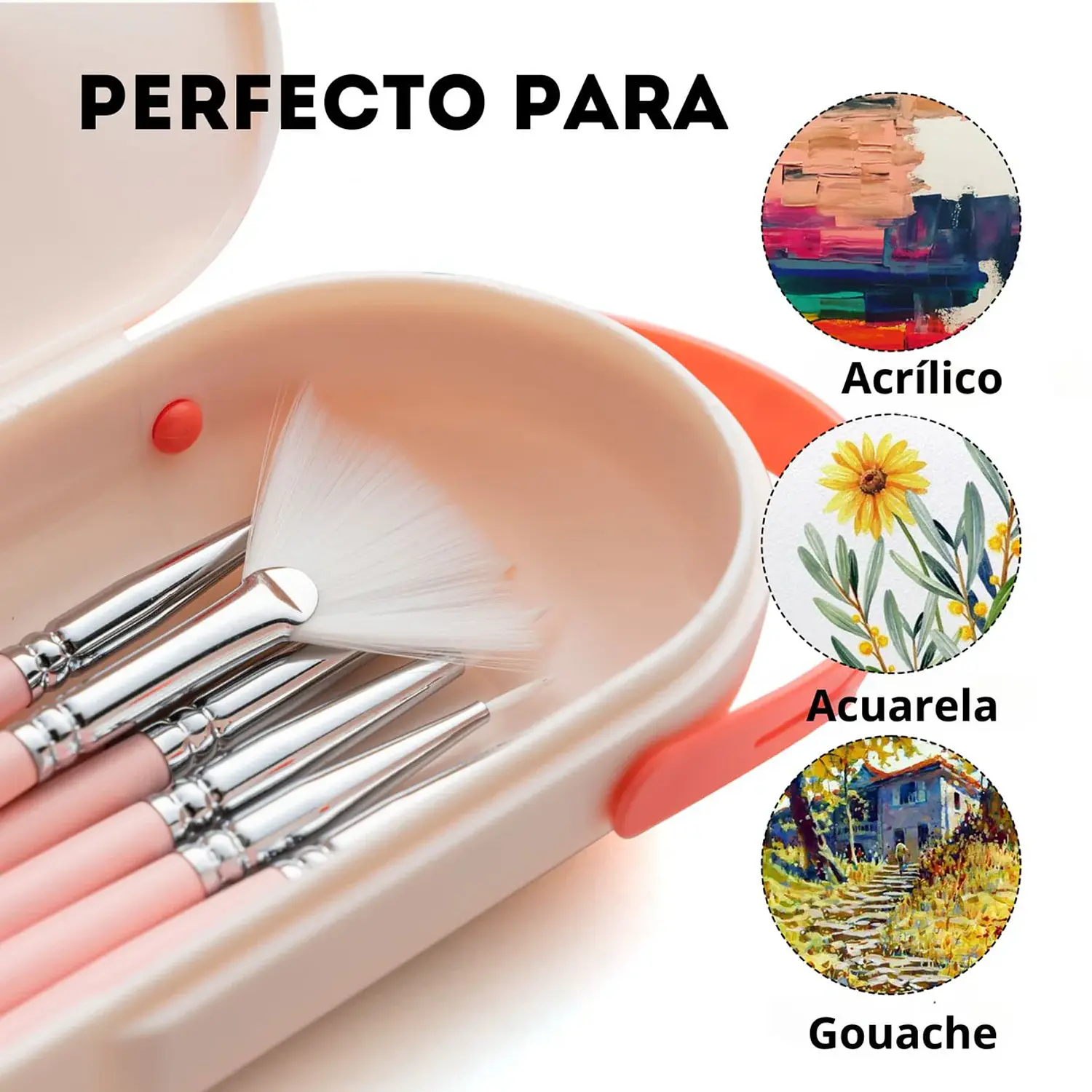 HIMI – Set 8 Pinceles Little Bird Formas Mixtas + Estuche Rosado 3