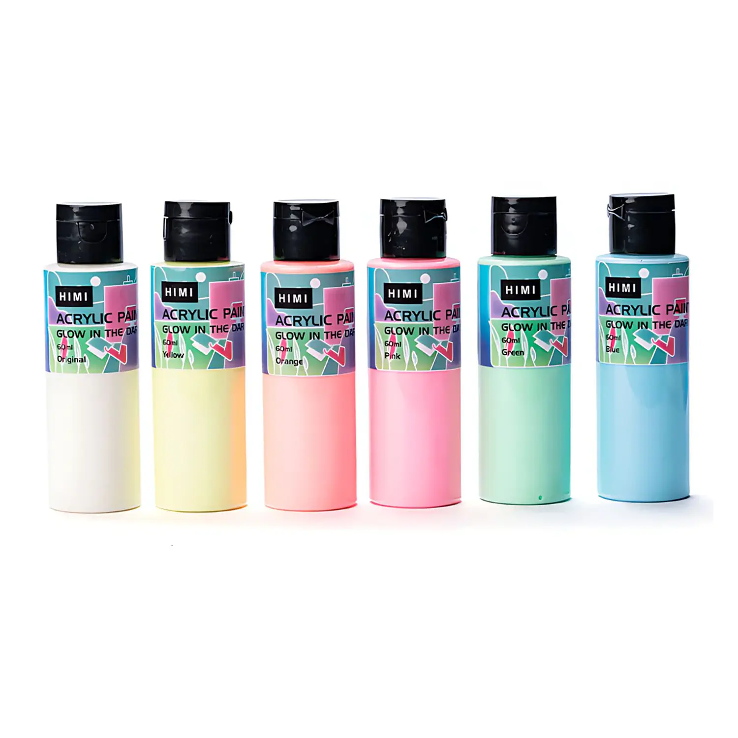 HIMI – Set 6 Pinturas Acrílicas Brilla en la Oscuridad 60 ml 2