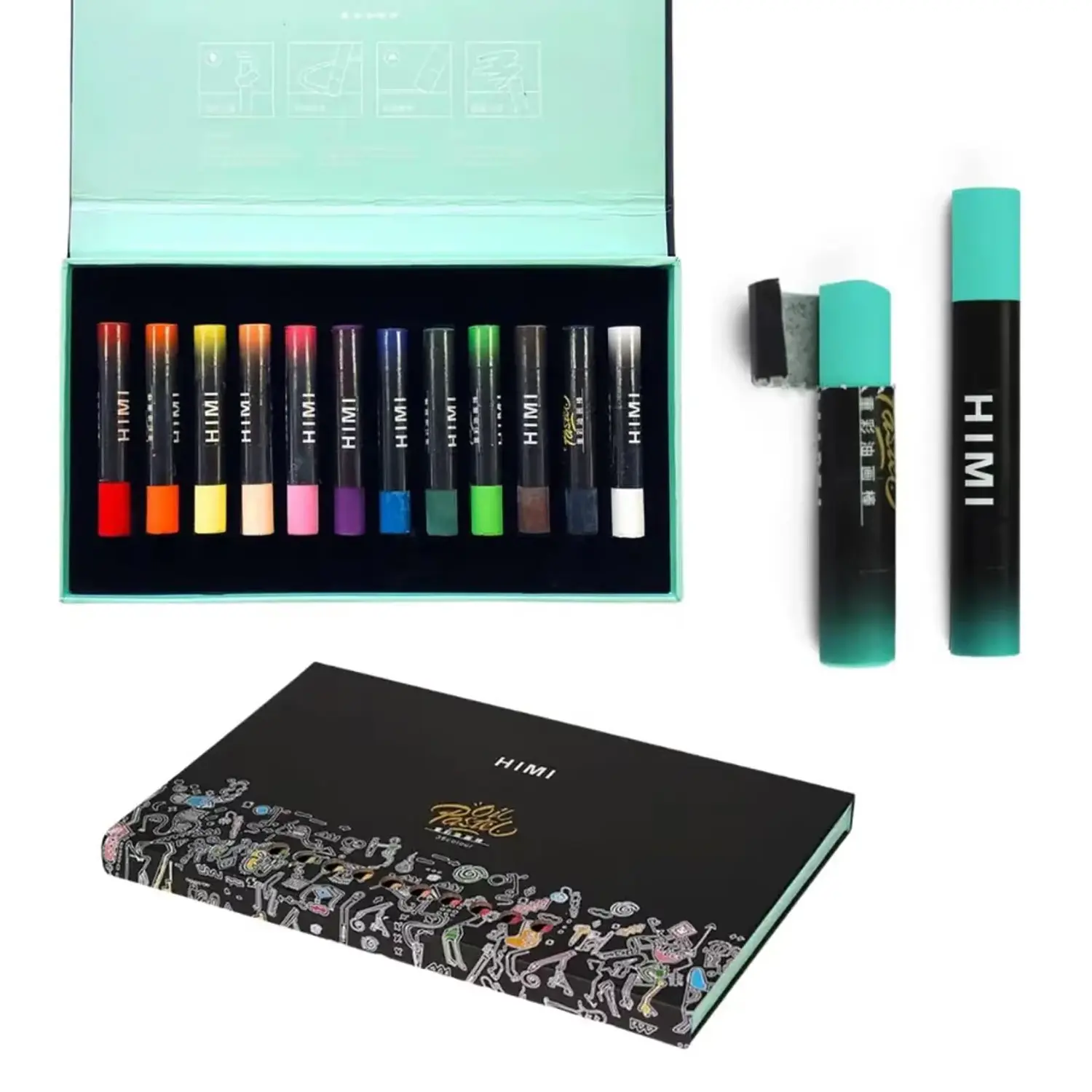 HIMI – Set 12 Pasteles al Óleo Colores Vibrantes Caja Magnética 2