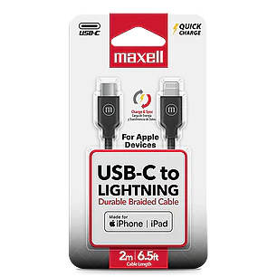Maxell – Cable Tipo C a iPhone Lightning 2 Metros Carga Rápida