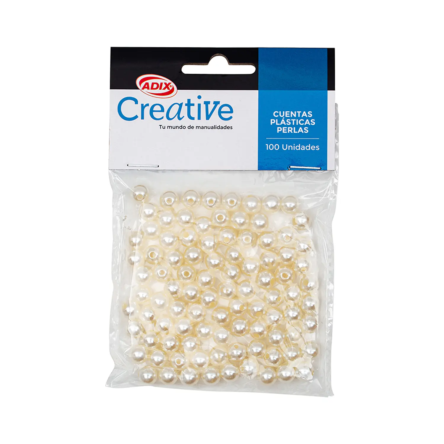 Adix – Cuenta Plástica Perla Blanca 100 Unidades 