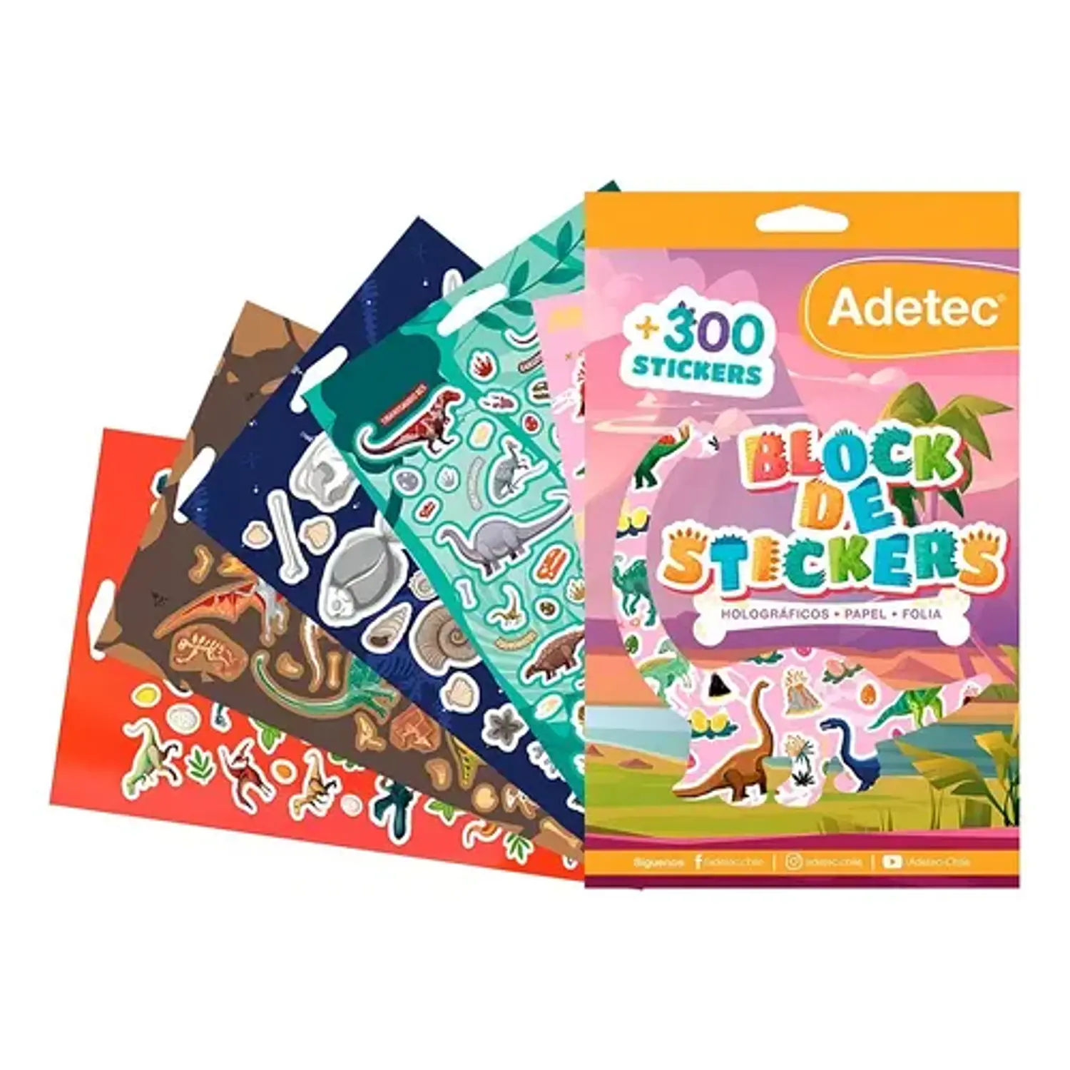 Adetec – Block de Stickers Dinosaurios 