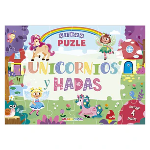 Mundicrom – Libro Puzzle Unicornios y Hadas 4 Puzzles + Cuento Infantil