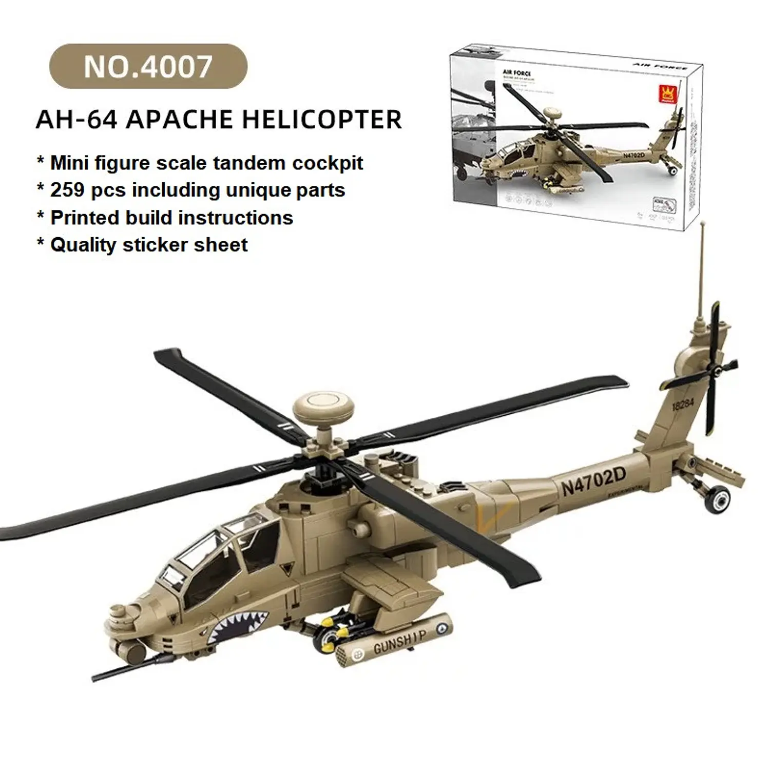 Wange – Helicóptero de Combate 259 Piezas 2