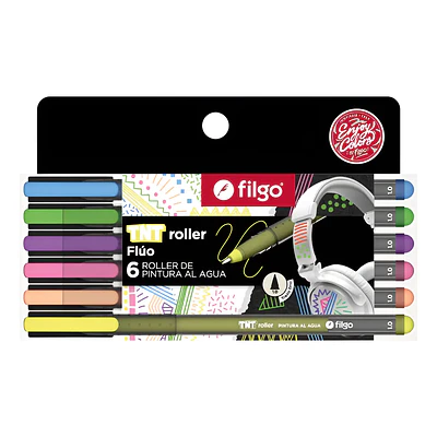 Filgo – TNT Roller Fluo Pintura al Agua x 6 Colores
