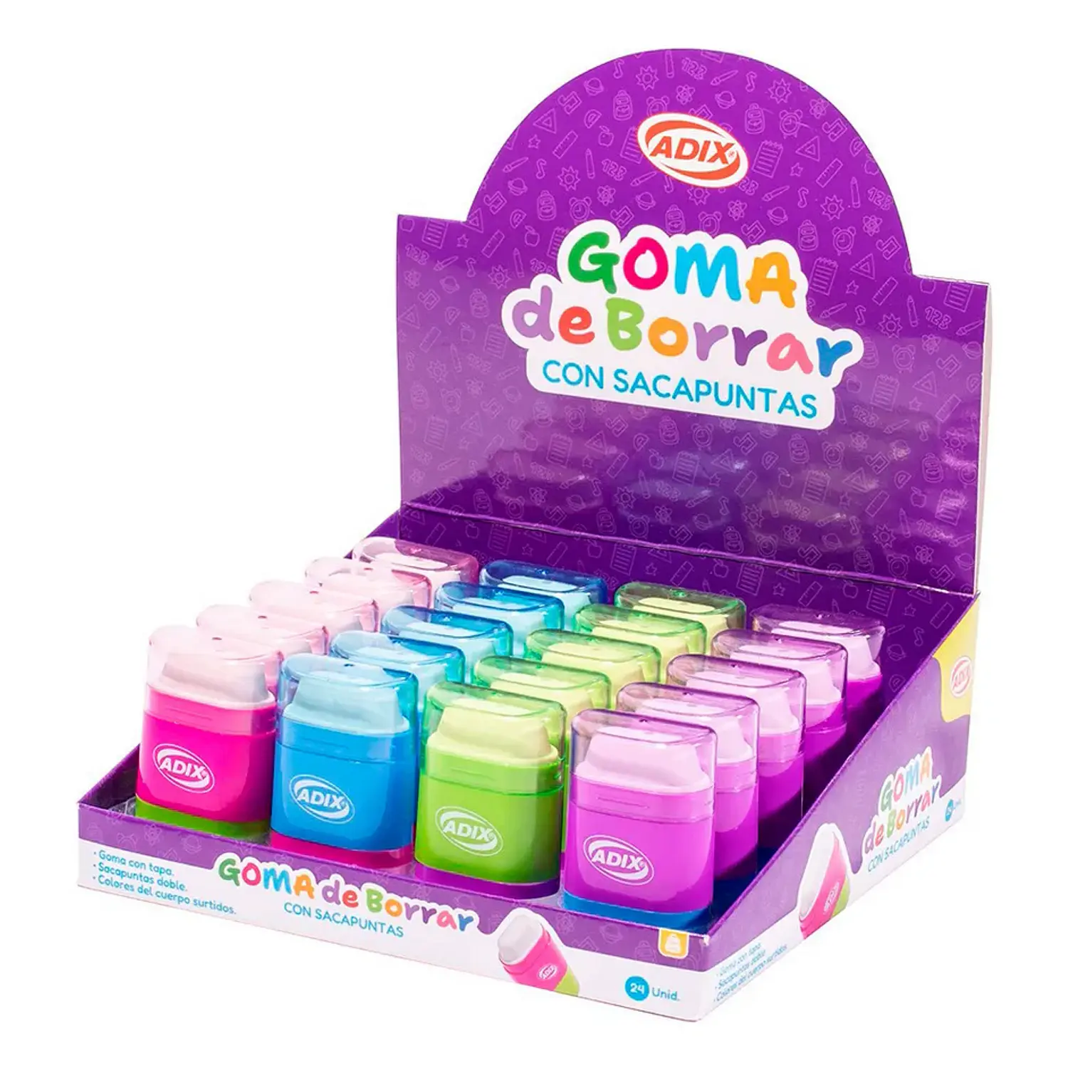 Adix - Goma Borrar Con Sacapuntas Doble  – 2