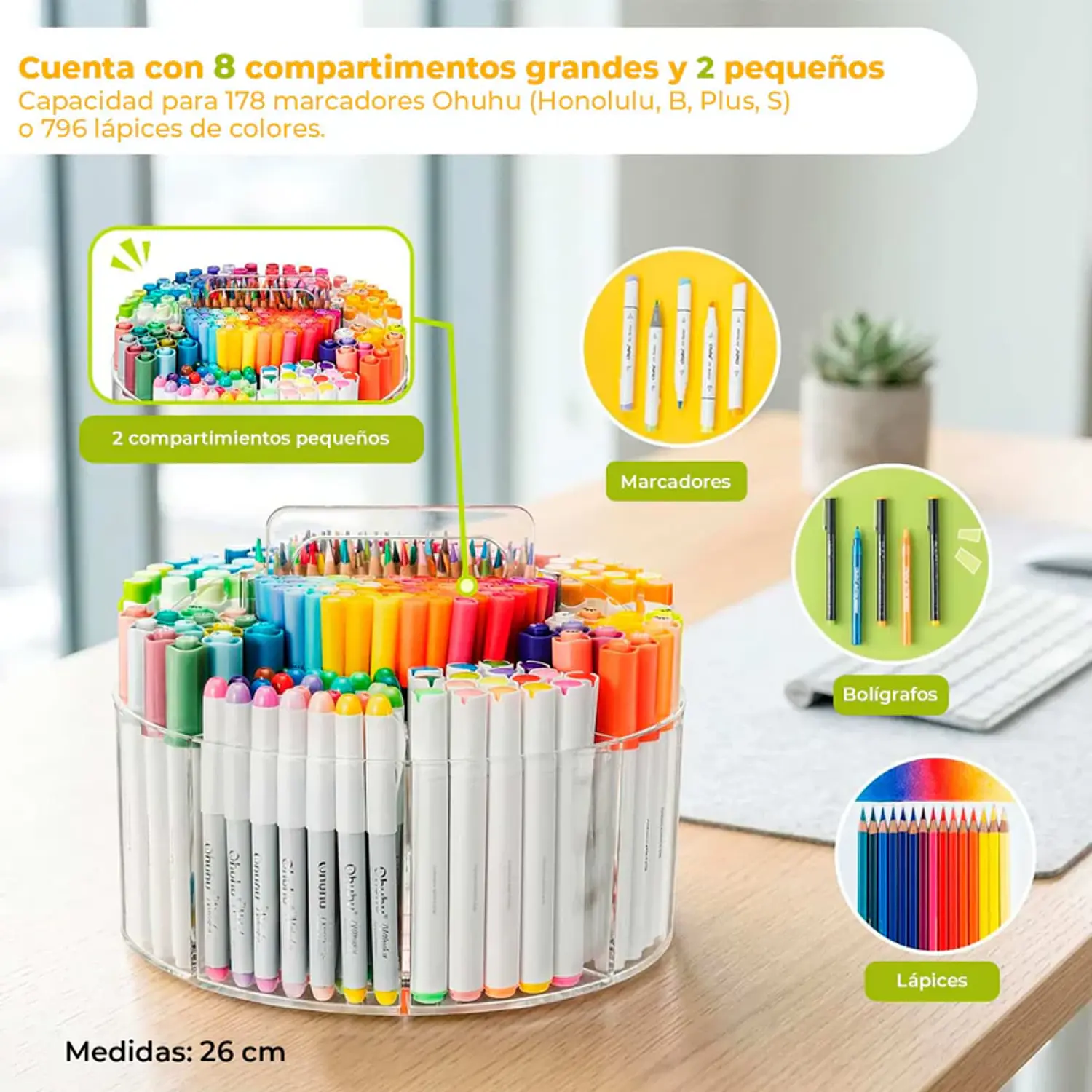 Ohuhu - Organizador Acrílico Giratorio - Para 178 Marcadores – 6