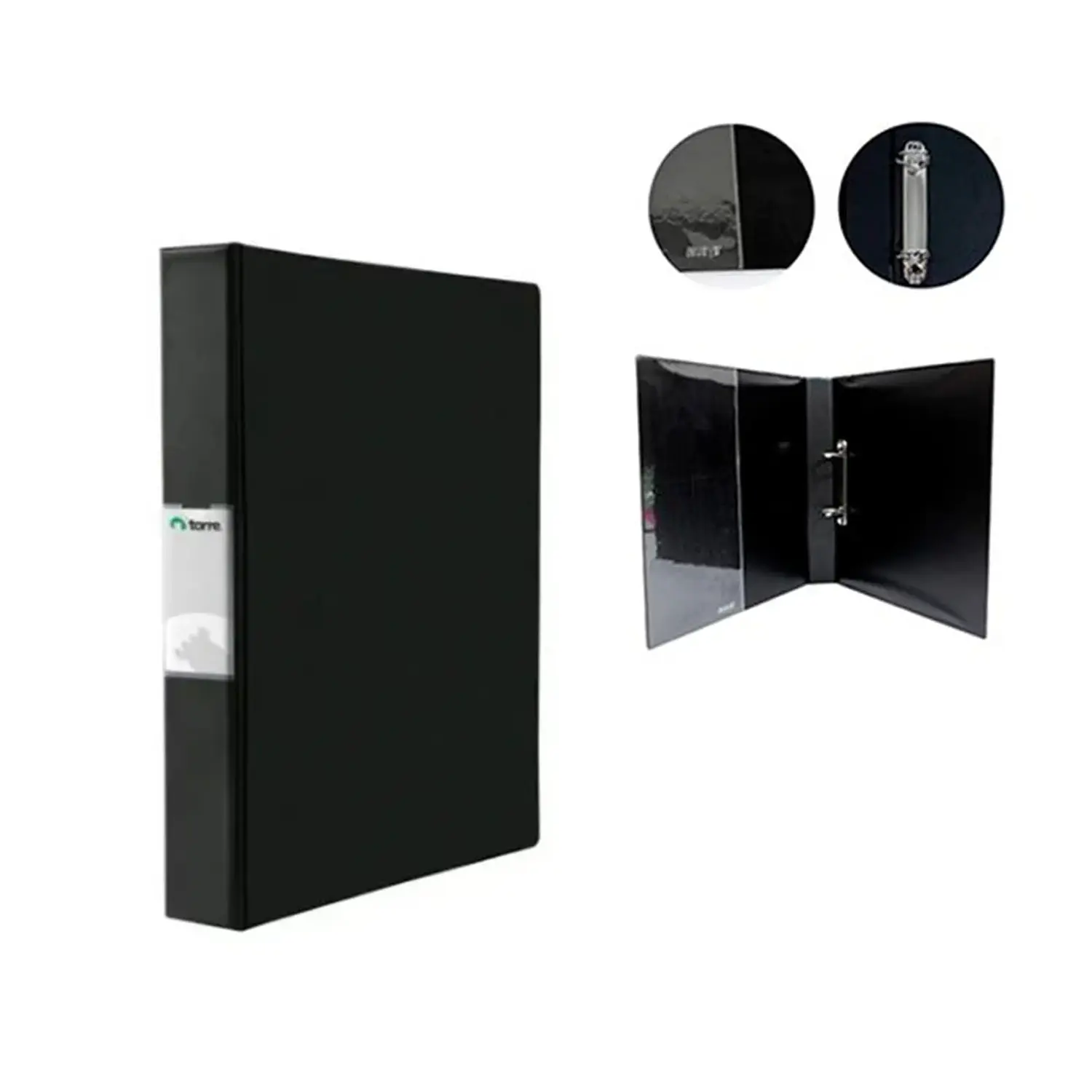 Torre - Archivador Vinil Negro Formato Carta - 2 Anillos – 2