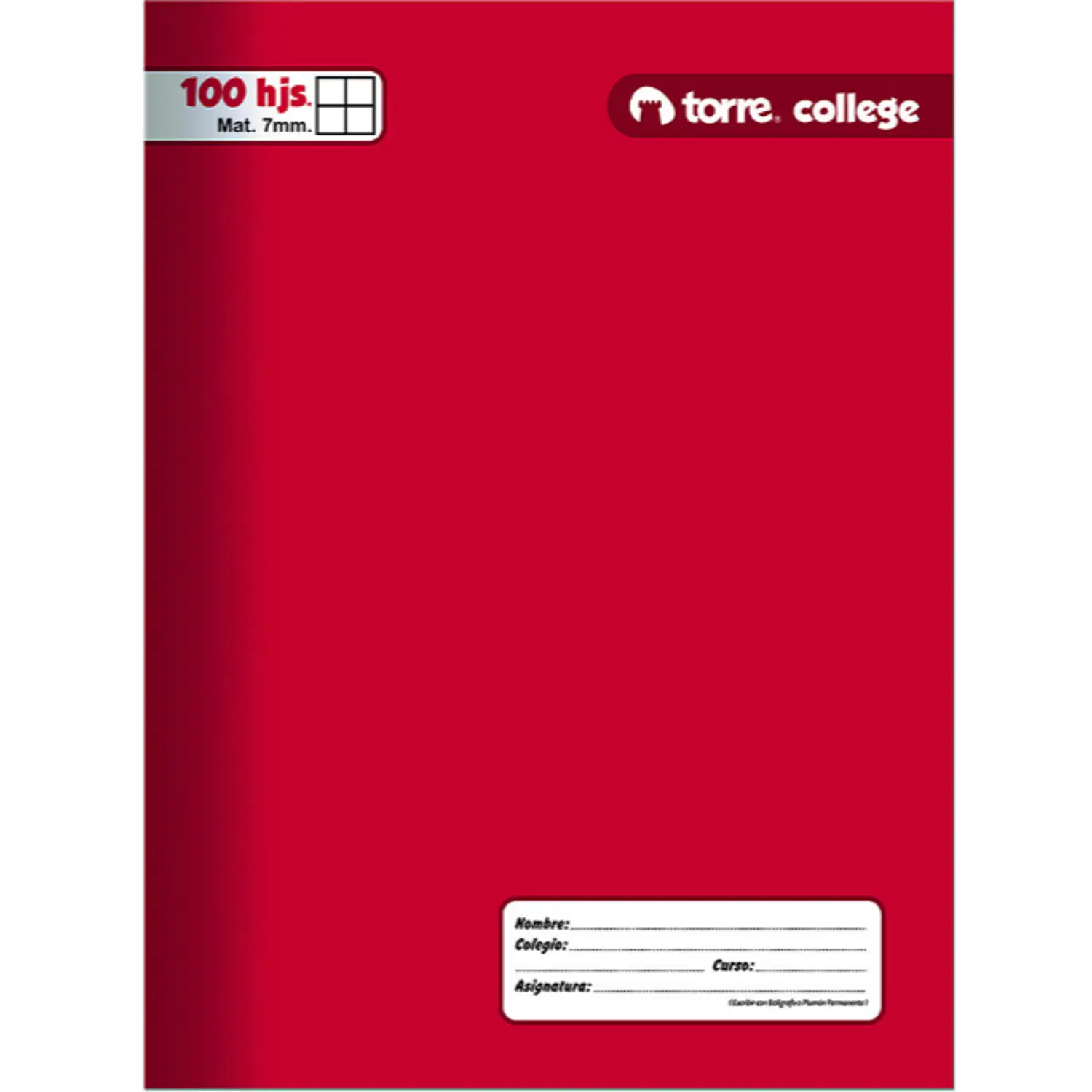 Torre - Cuaderno college - Caligrafia Horizontal - 100 hjs – 1