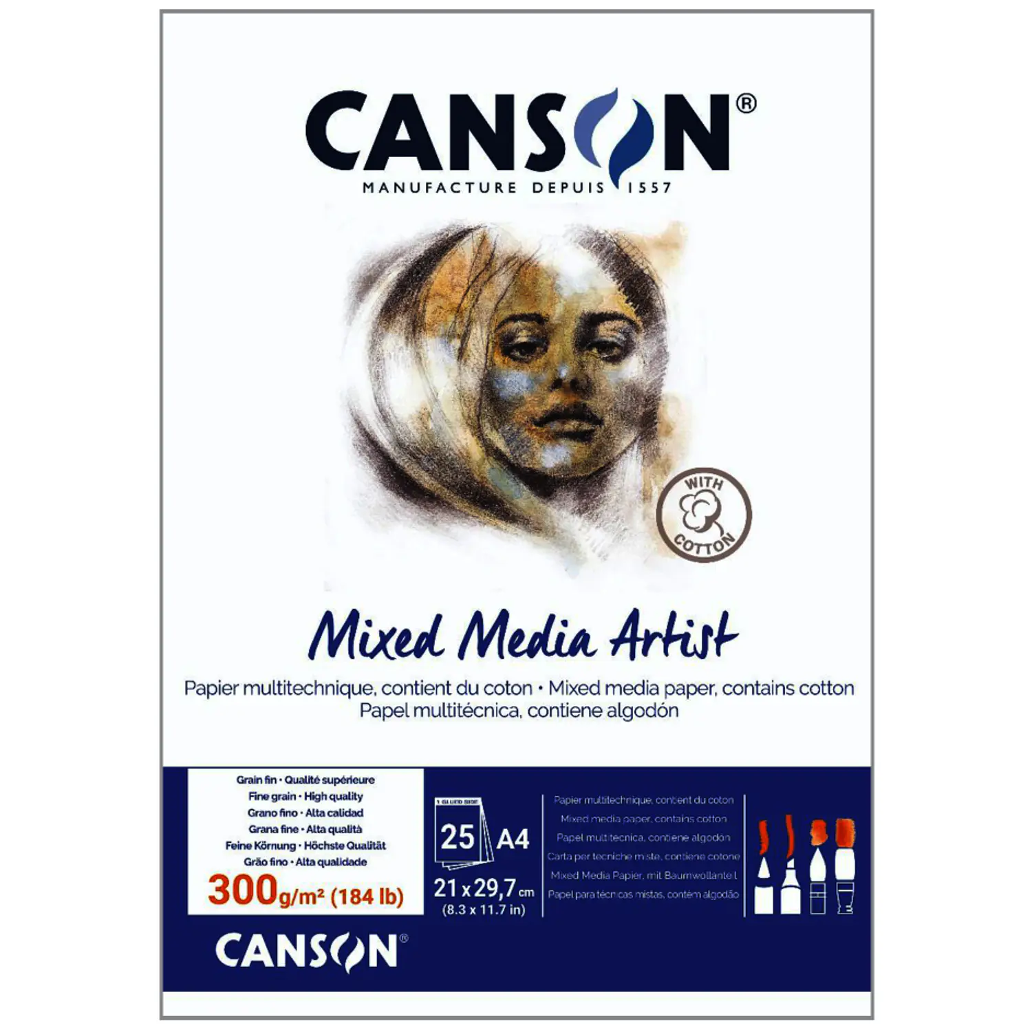 Canson – Block Mixed Media Artist A4 - 300 g - 25 Hojas – 1