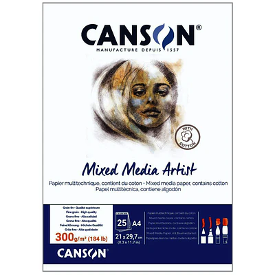 Canson – Block Mixed Media Artist A4 - 300 g - 25 Hojas