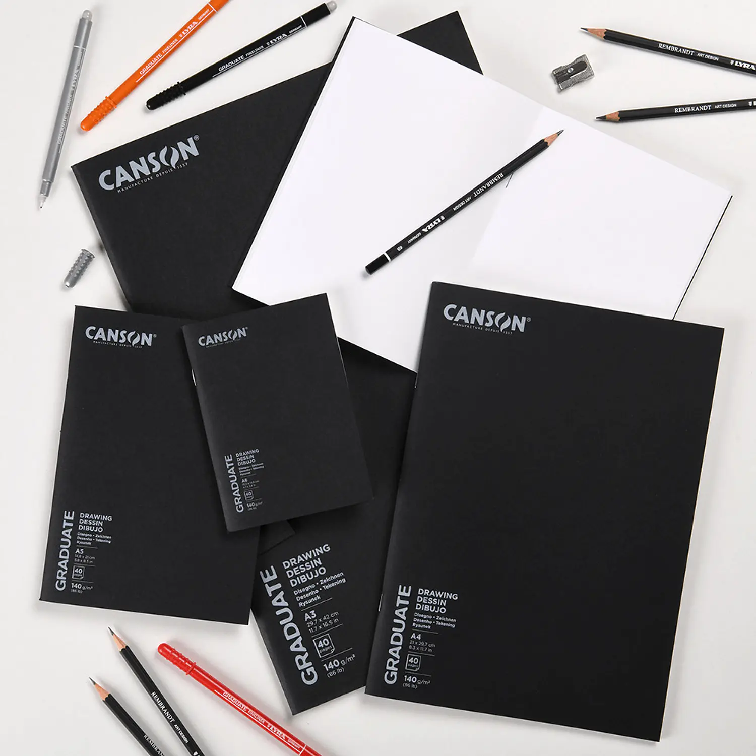 Canson – Libreta para Dibujo Graduate con Corchetes 140 g 20 Hojas – 4