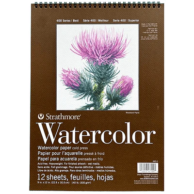 Strathmore – Croquera Acuarela Serie 400 -22,9 × 30,5 cm - 12 Hojas 300 g