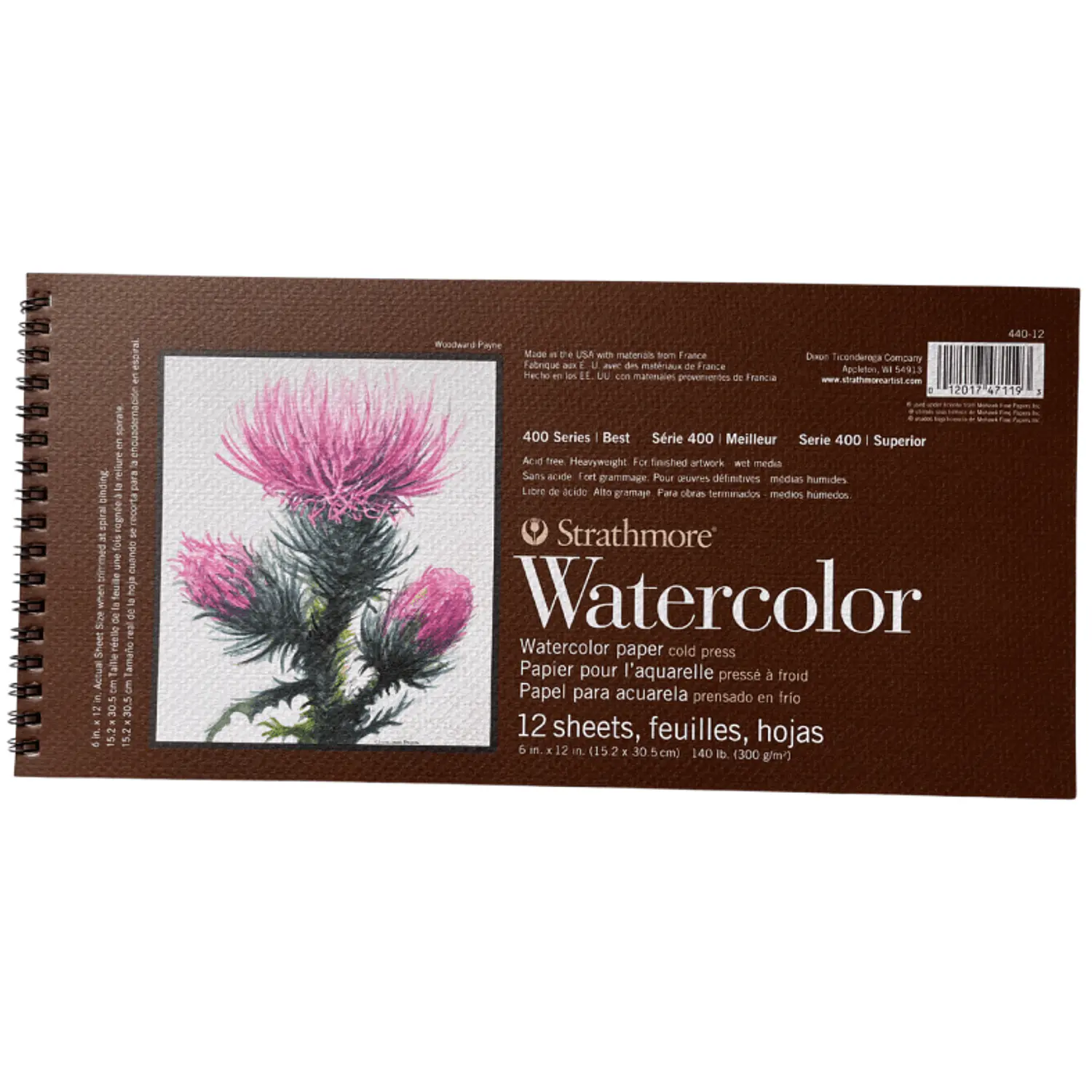 Strathmore – Croquera Acuarela Serie 400 - 15,24 × 30,48 cm 12 Hojas 300 g – 1