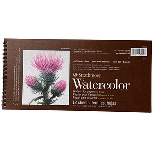 Strathmore – Croquera Acuarela Serie 400 - 15,24 × 30,48 cm 12 Hojas 300 g
