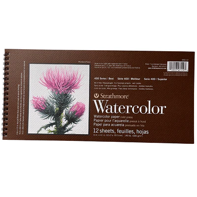 Strathmore – Croquera Acuarela Serie 400 - 15,24 × 30,48 cm 12 Hojas 300 g