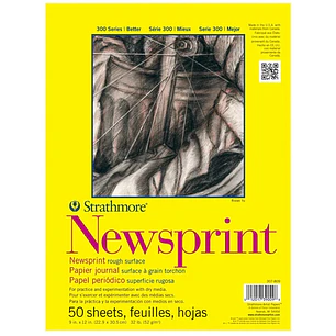 Strathmore – Block Newsprint Serie 300 - 22,9 × 30,5 cm 50 Hojas 52 g