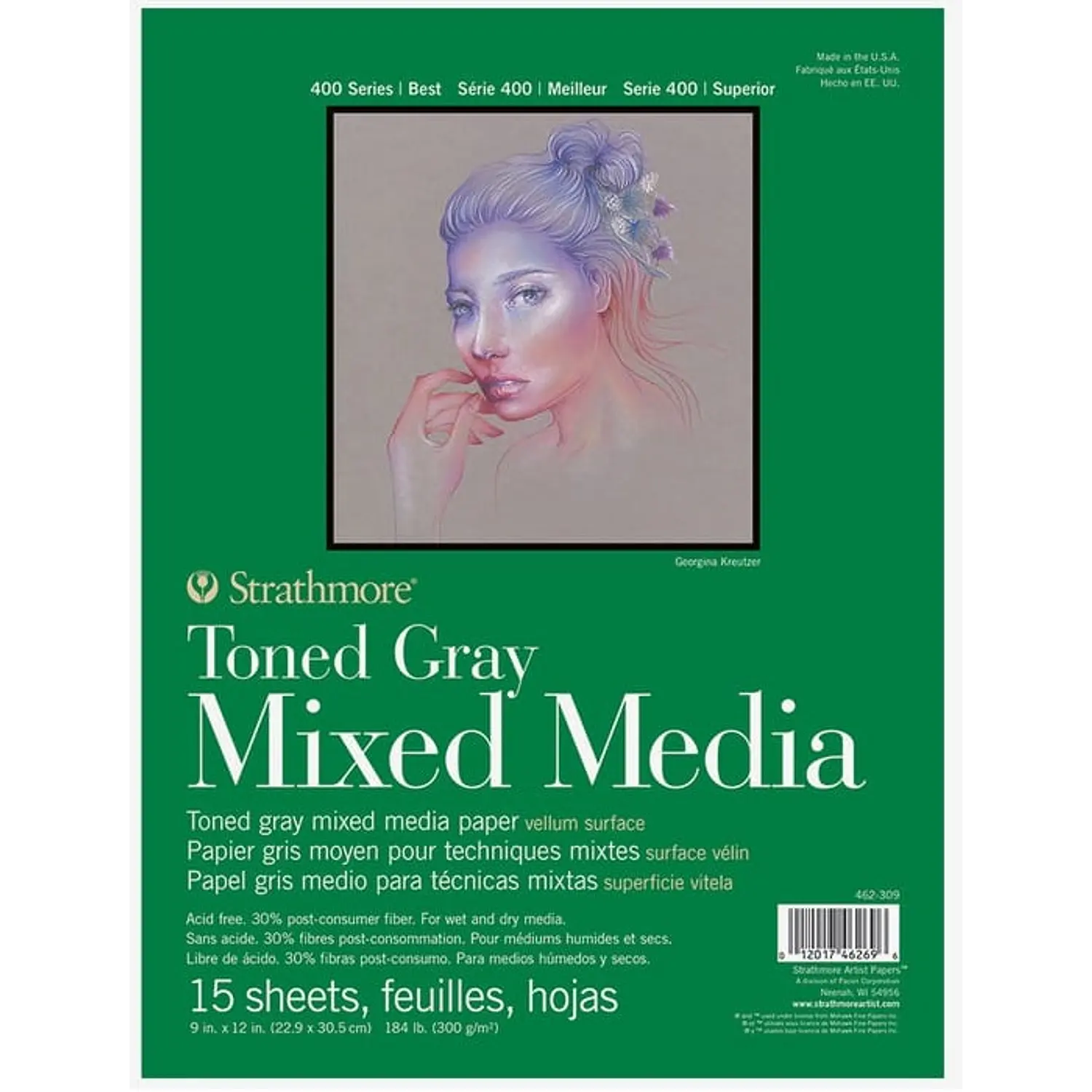 Strathmore – Block Toned Gray Mixed Media Serie 400 - 22,9 × 30,5 cm 15 Hojas 300 g – 1