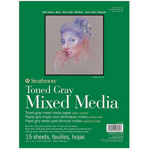 Strathmore – Block Toned Gray Mixed Media Serie 400 - 22,9 × 30,5 cm 15 Hojas 300 g