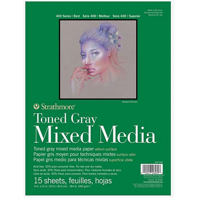 Strathmore – Block Toned Gray Mixed Media Serie 400 - 22,9 × 30,5 cm 15 Hojas 300 g