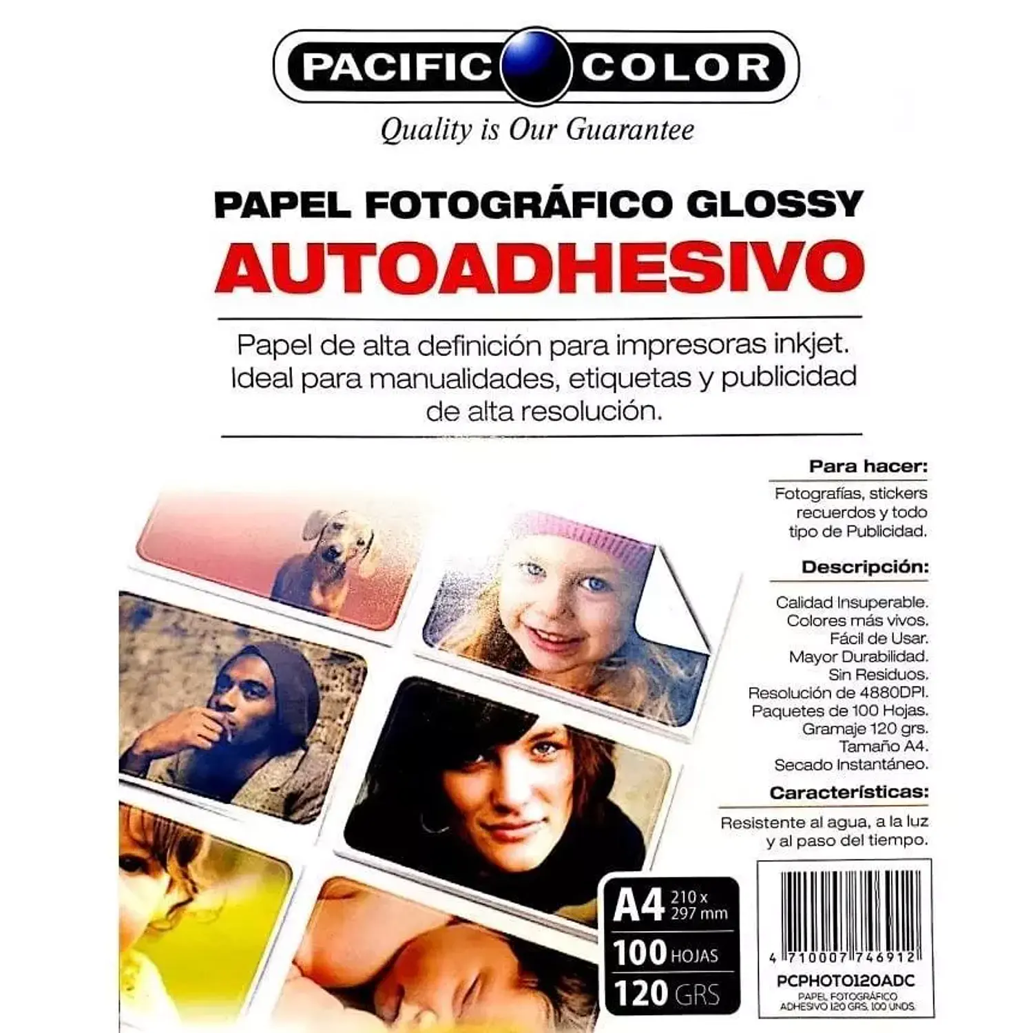 Pacific Color - Papel Fotografico Adhesivo - A4 - 120 Gr - 100 Hojas – 1