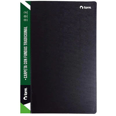 Torre - Carpeta con Fundas Oficio Negra - 20 Fundas