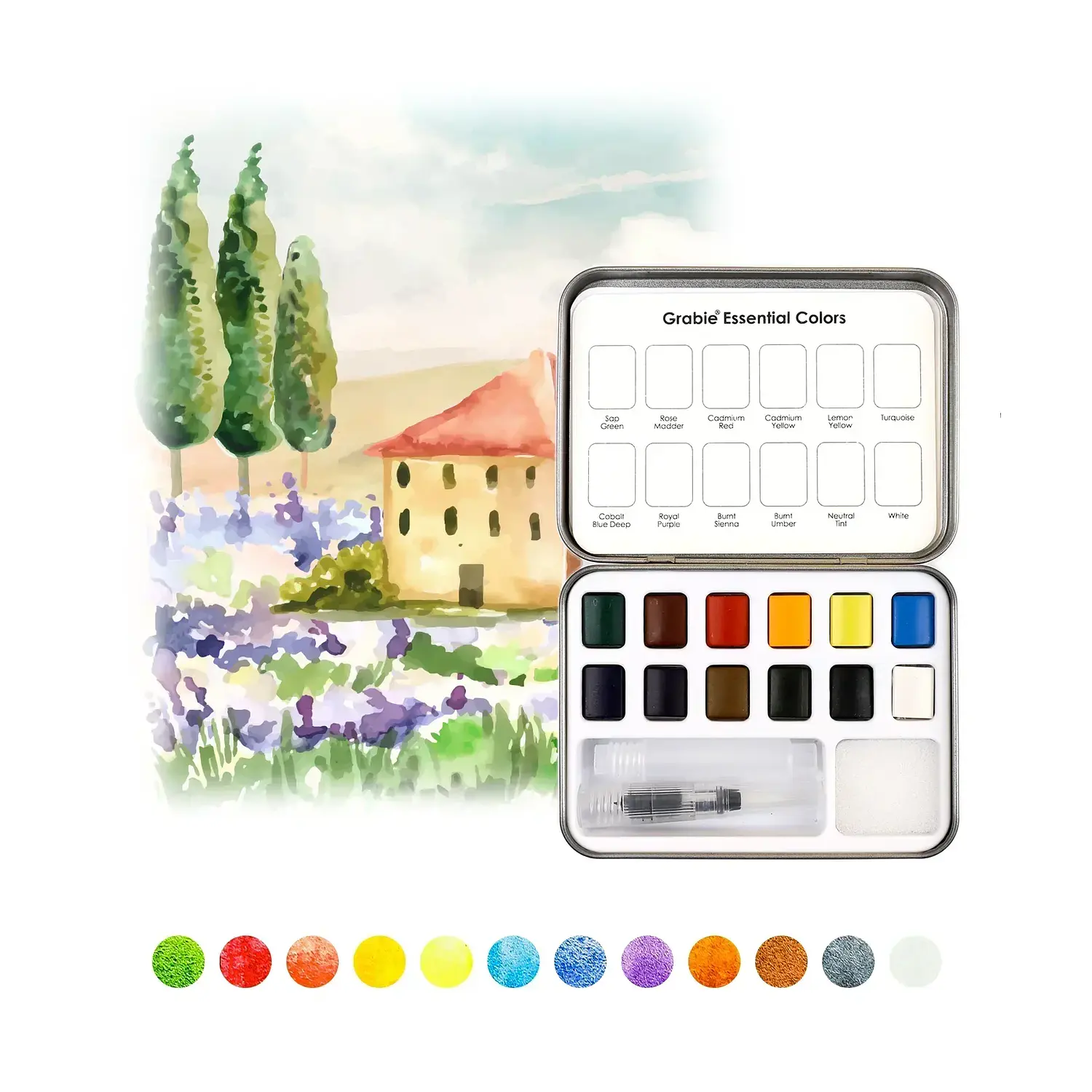 Grabie - Acuarelas en Pastilla - 12 Colores - Colores Esenciales – 2