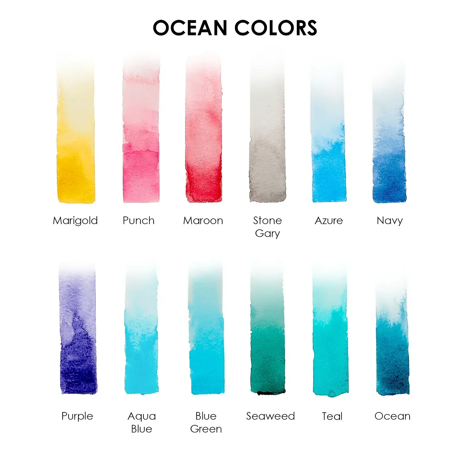 Grabie - Acuarelas en Pastilla - 12 Colores - Colores Oceano – 3
