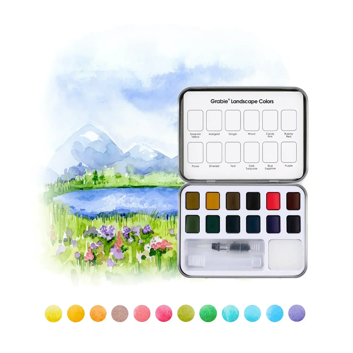 Grabie - Acuarelas en Pastilla - 12 Colores - Colores Paisajes – 4