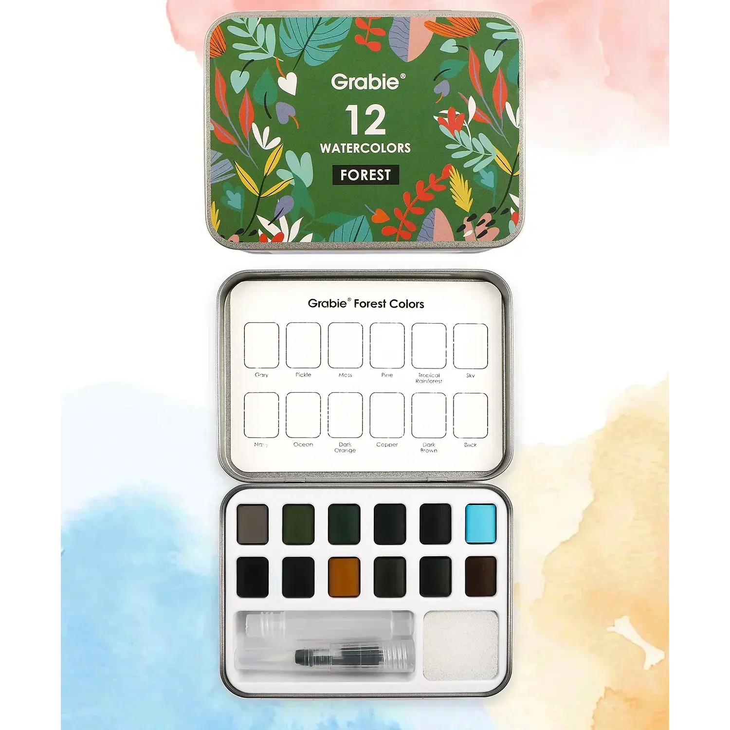 Grabie - Acuarelas en Pastilla - 12 Colores - Colores Bosques – 1