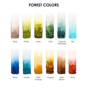 Grabie - Acuarelas en Pastilla - 12 Colores - Colores Bosques