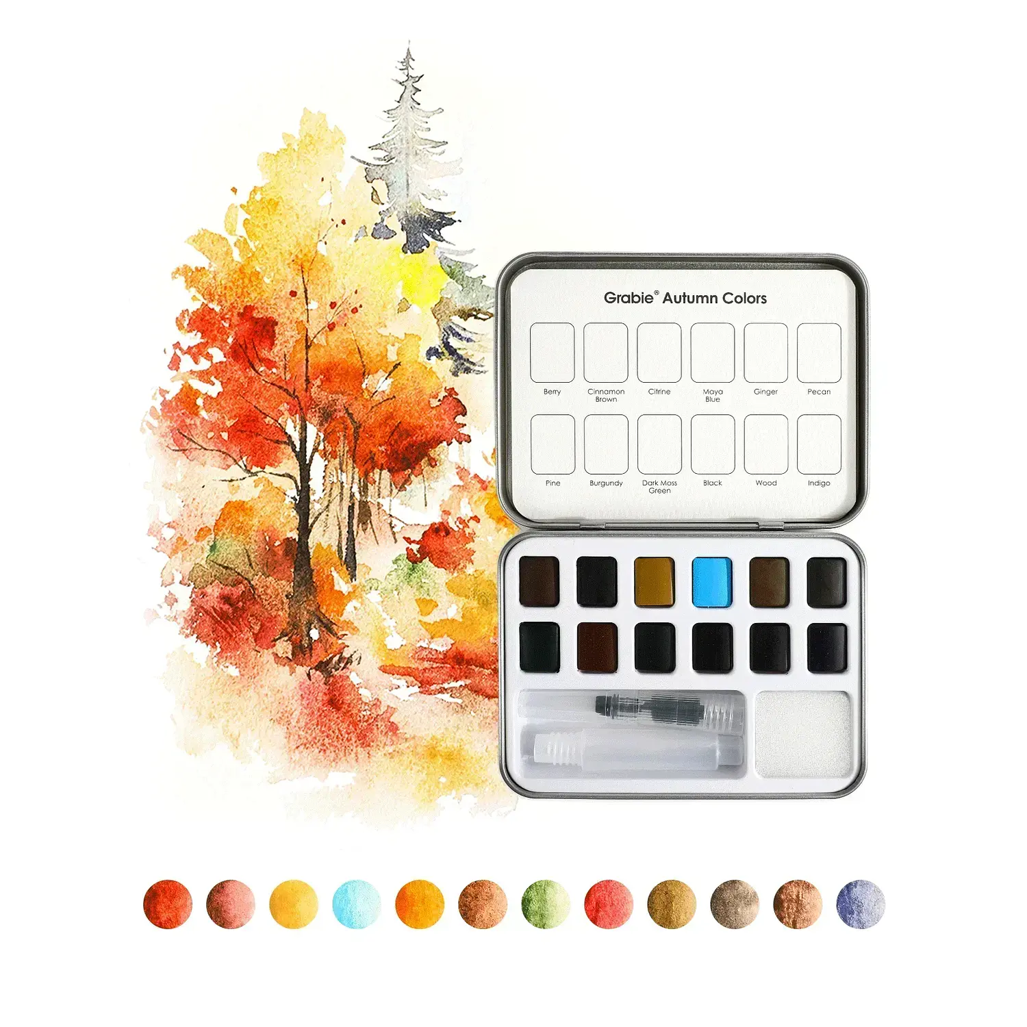 Grabie - Acuarelas en Pastilla - 12 Colores - Colores Otoñales – 2