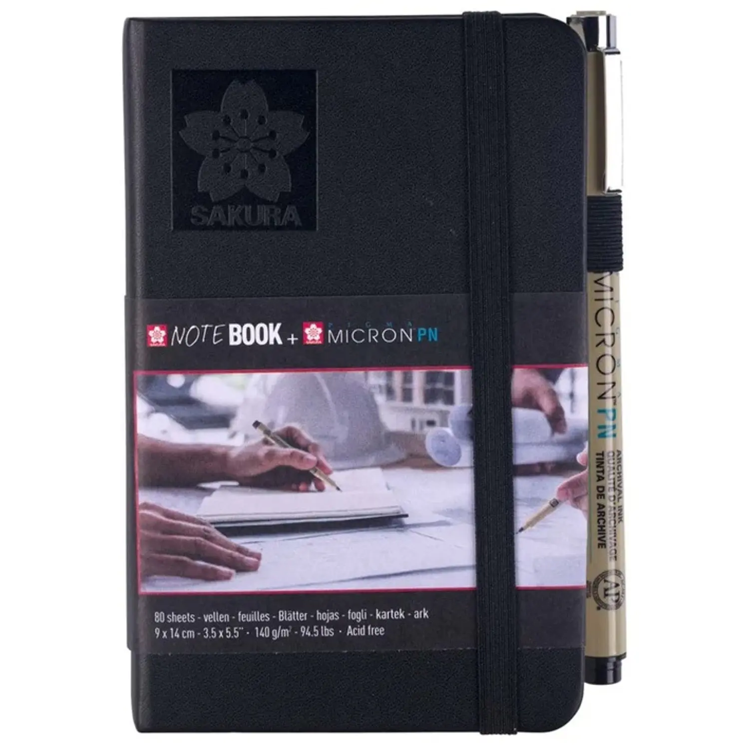 Sakura - Sketchbook Papel Crema 9X14 Cm - 140G - 80HJ + Pigma PN – 1