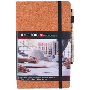 Sakura – Sketchbook Corcho - 13x21 cm 140g 80 Hojas + Pigma Micron Negro