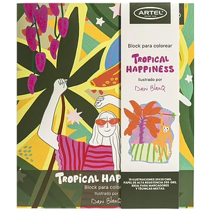 Artel - Block para colorear Tropical Happiness - Dani Blanq