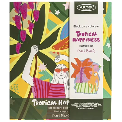 Artel - Block para colorear Tropical Happiness - Dani Blanq