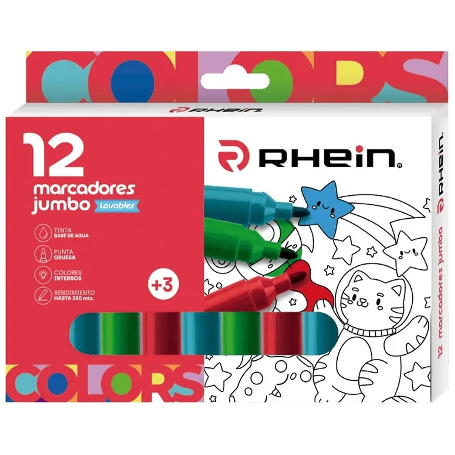 Rhein – Marcadores Escolar Jumbo 12 Colores – 1