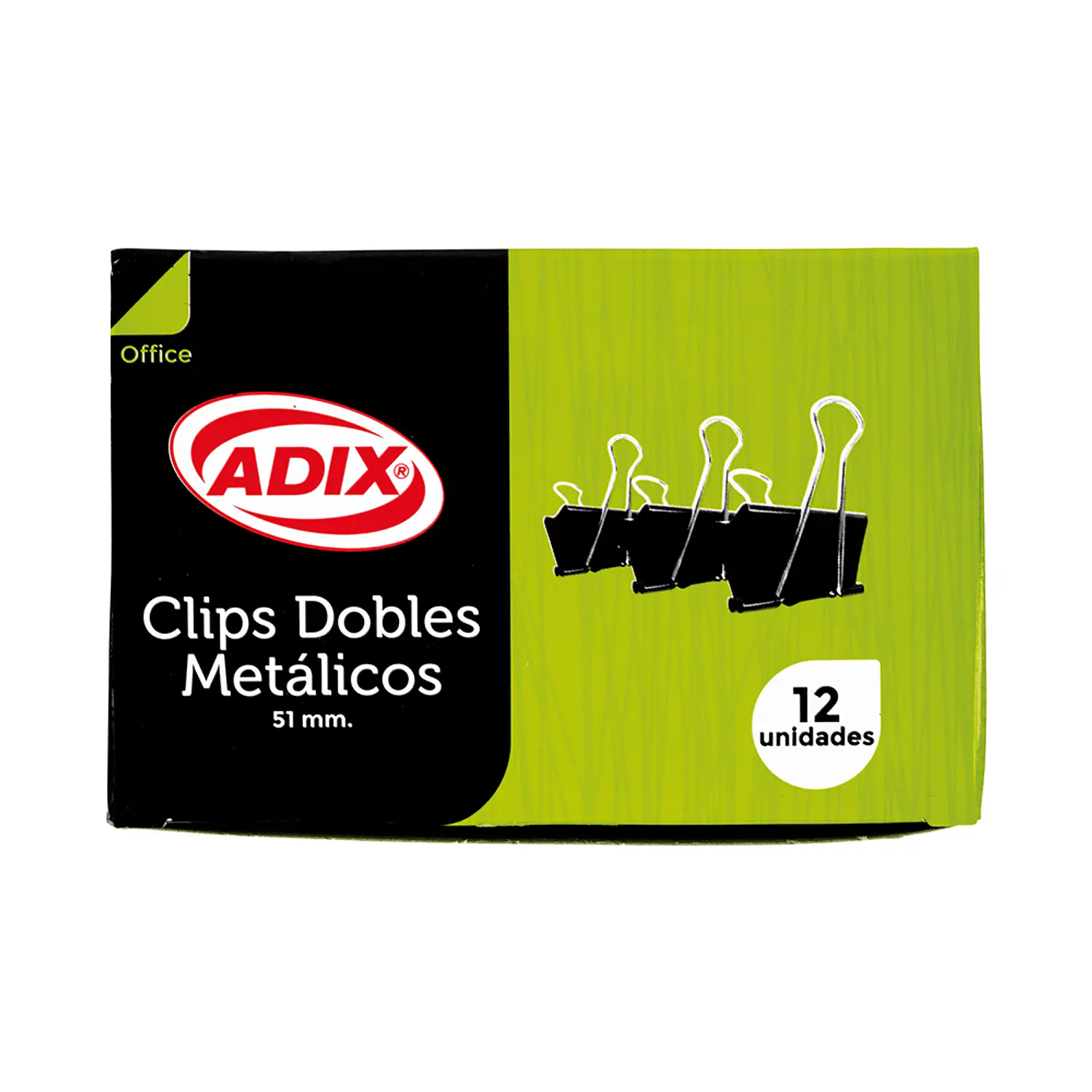 Adix – Clip Doble Negro 51 mm 12 Unidades – 1