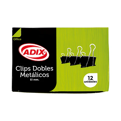 Adix – Clip Doble Negro 51 mm 12 Unidades