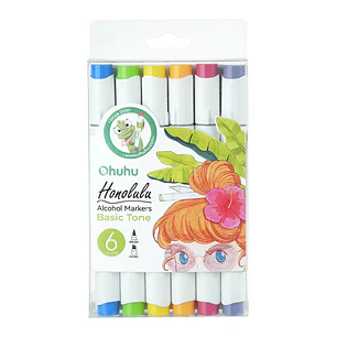 Ohuhu – Set 6 Marcadores al Alcohol Honolulu A Doble Punta Basic Tone