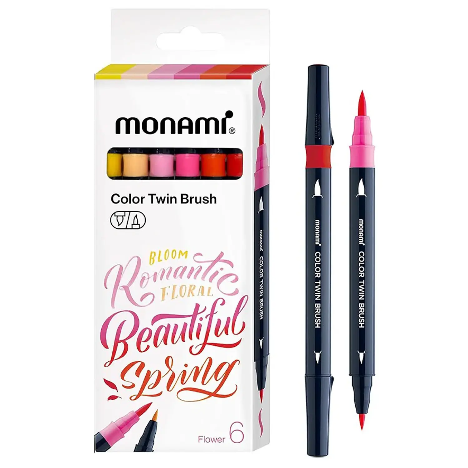 Monami - Marcadores doble punta Pincel Fino Y Grueso - 6 Tonos Floral – 1