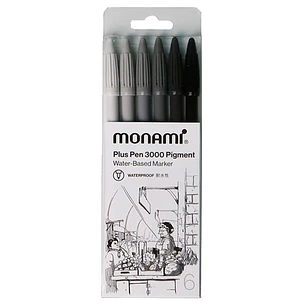 Monami - Tiralineas Plus Pen 3000 - 6 Tonos Grises