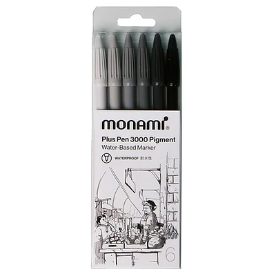 Monami - Tiralineas Plus Pen 3000 - 6 Tonos Grises
