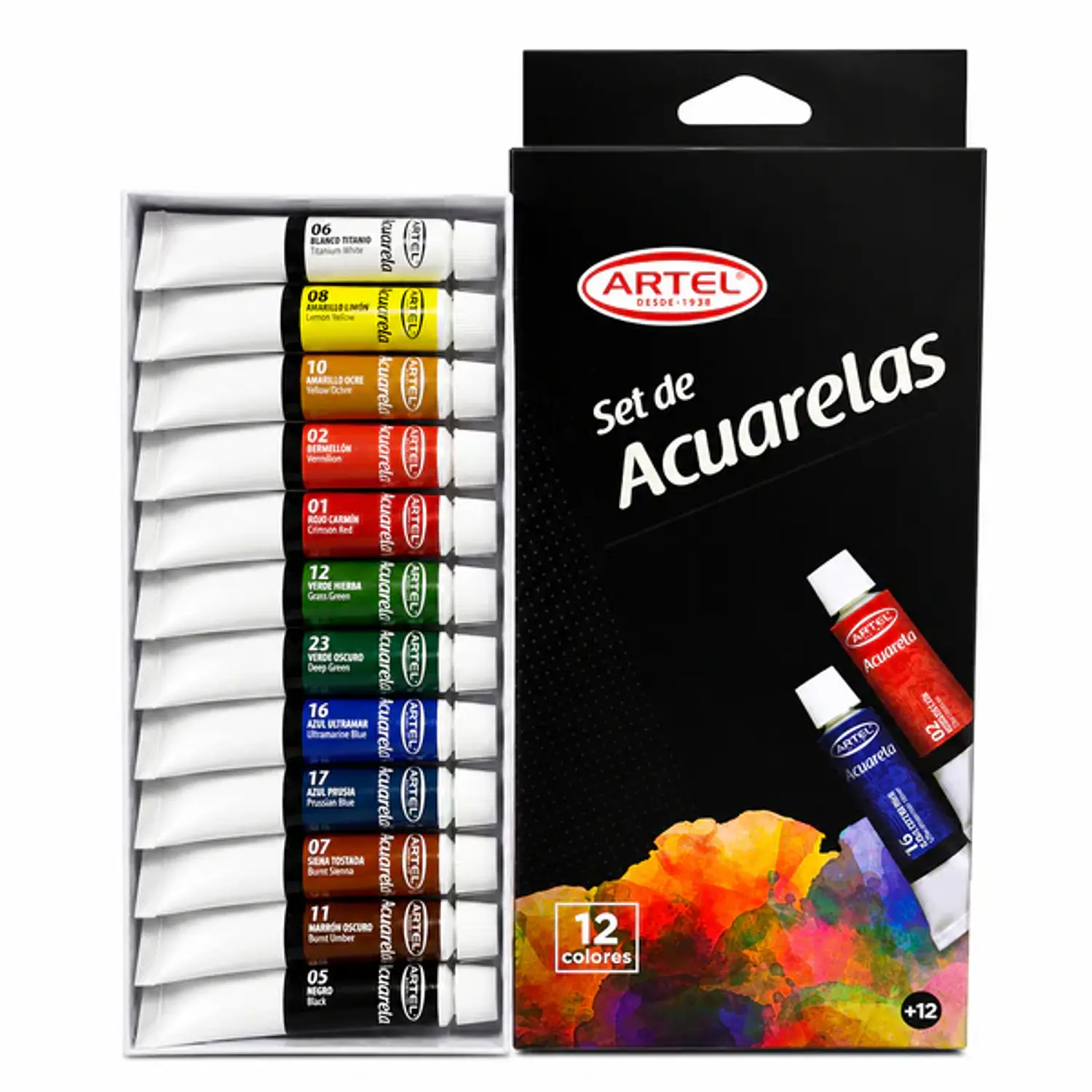 Artel – Acuarelas en Tubo 12 Colores – 12 ml – 2