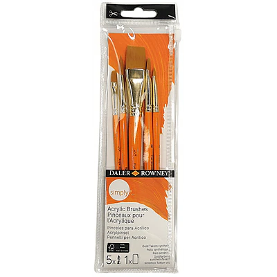 Daler and Rowney - Pinceles para Acrílico Simply - 5 Un